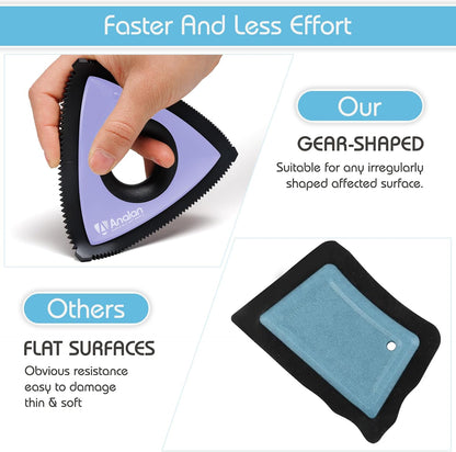 Mini Pet Hair Remover for Car Detailing Dog Hair Tool Brush(Black) | Deep Cleaning, Reusable Rubber, Gentle on Fabrics, Triangle Design For Car Interiors, Couch, Rugs, Carpet, Mats & Furniture