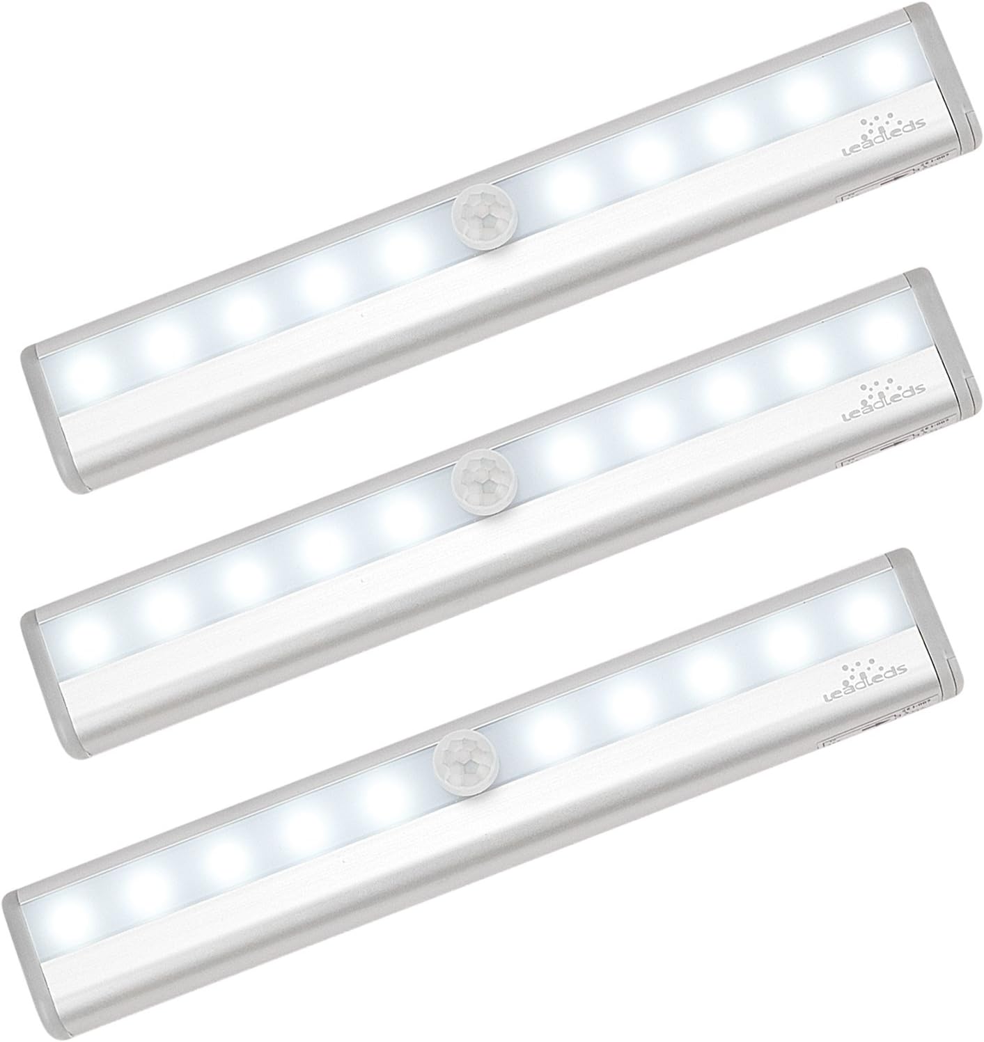 Leadleds I-007 10-LED Wireless Motion Sensor Light Automatic with Magnetic Strip, Battery Operated, Portable for Closet, Door, Stairs, Hallway, Step Lights