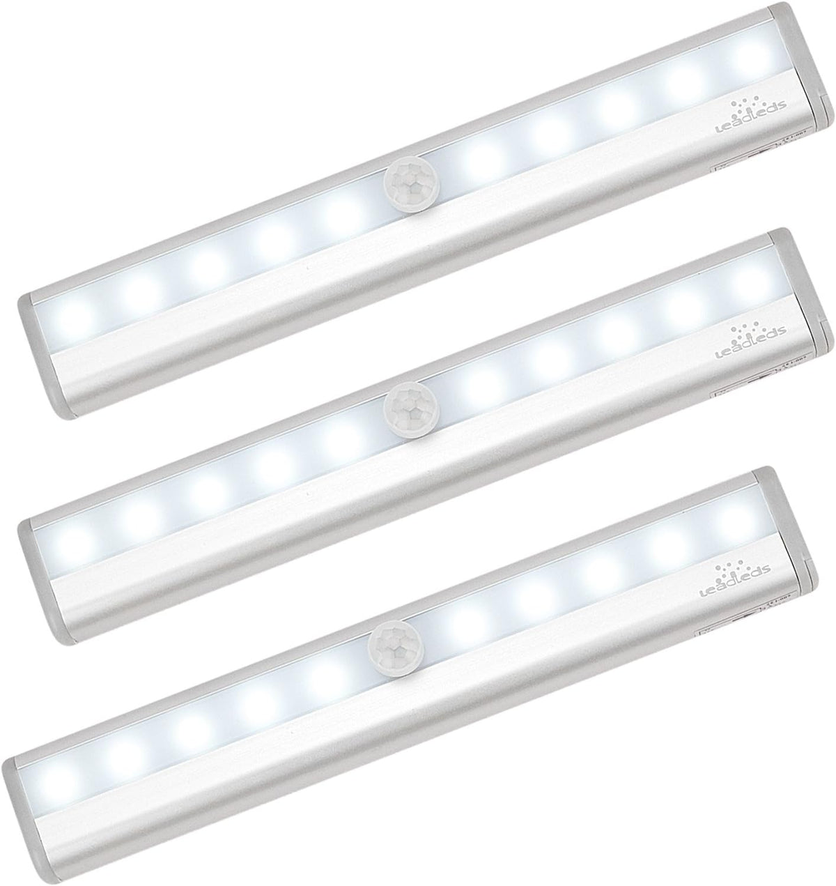 Leadleds I-007 10-LED Wireless Motion Sensor Light Automatic with Magnetic Strip, Battery Operated, Portable for Closet, Door, Stairs, Hallway, Step Lights