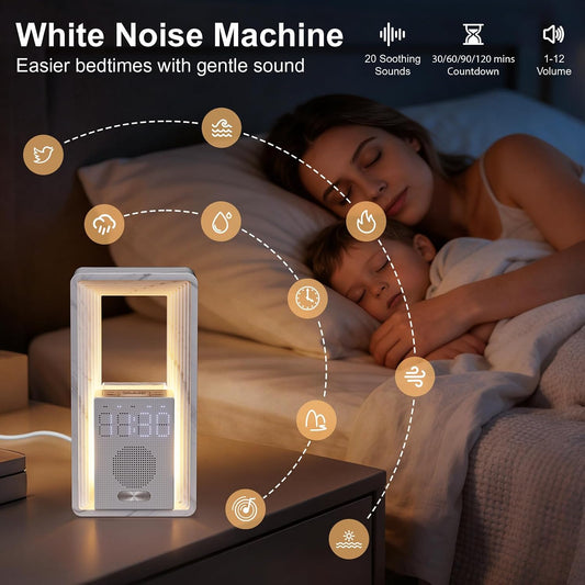 Hensam Sunrise Alarm Clock with 20 White Noise & Night Light for Bedroom