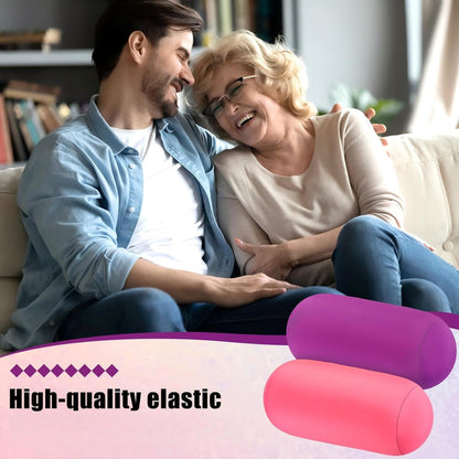 Geelin 2 Pcs Microbead Roll Pillow 11.8 x 6.3 Inch Soft Pillow Bolster Cylindrical Pillow Microbead Pillows for Sleeping Home Travel Neck Head Back Support Rest (Violet, Black)