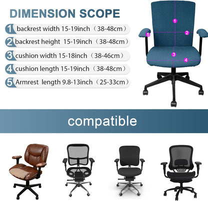 Tallew 4 Pcs Office Chair Covers Set Computer Universal Protective Stretchable Chair Seat Covers Desk Armrest Slipcovers Pads Office Cushion Backrest for Rotating (XL,Silver Gray)