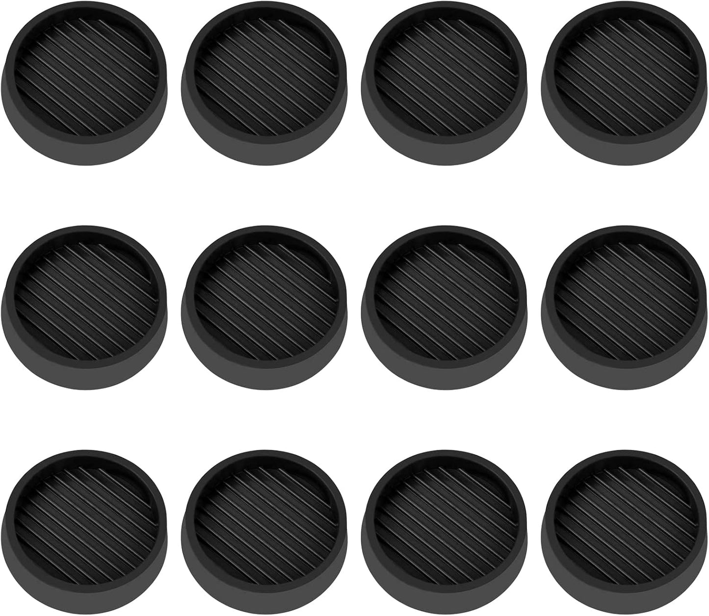 2X2 Round Rubber Caster Cups, Non Slip Furniture Pads - 4 Pack | Anti-Slip Gripper, Anti Skid Furniture Feet, Anti Slide Floor Protector for Bed Couch Table Chair Stoppers, Black