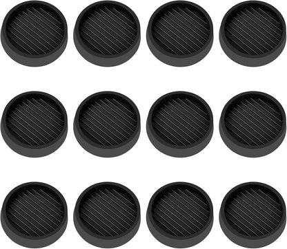 2X2 Round Rubber Caster Cups, Non Slip Furniture Pads - 4 Pack | Anti-Slip Gripper, Anti Skid Furniture Feet, Anti Slide Floor Protector for Bed Couch Table Chair Stoppers, Black