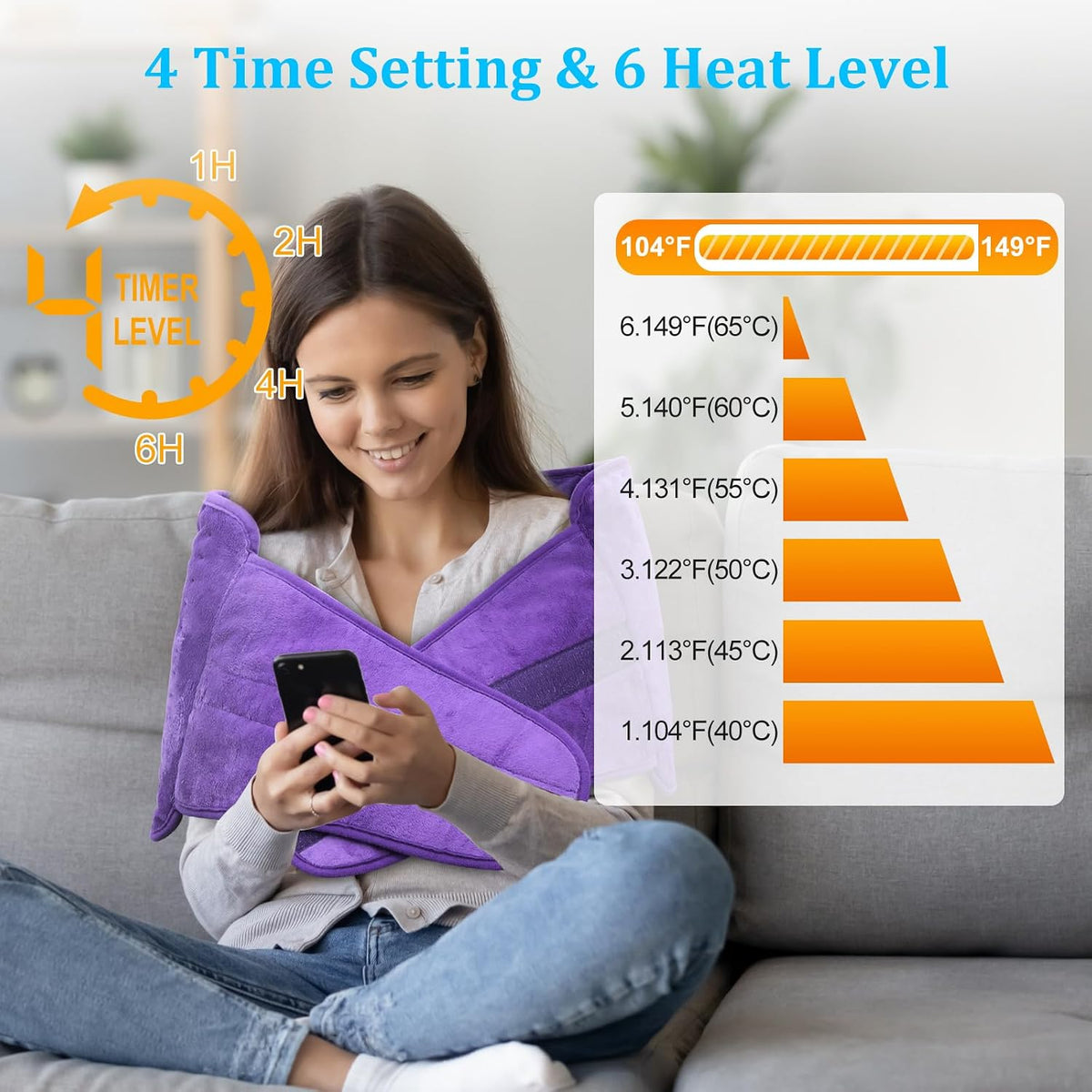 COCOBELA Heating Pad Period Cramps, 12x24 Pad+20" Belt, Purple, Women Gift