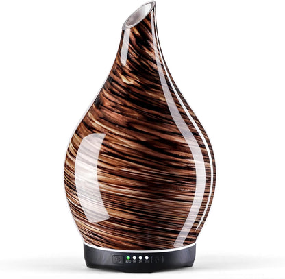 Porseme Essential Oil Diffuser 280ml Handmade Glass Diffuser 7H Runtime | Elegant Handmade Glass Aroma Diffuser with 7-color LEDs, Quiet Aromatherapy and Safe Auto Shut-off, Perfect for Gifts