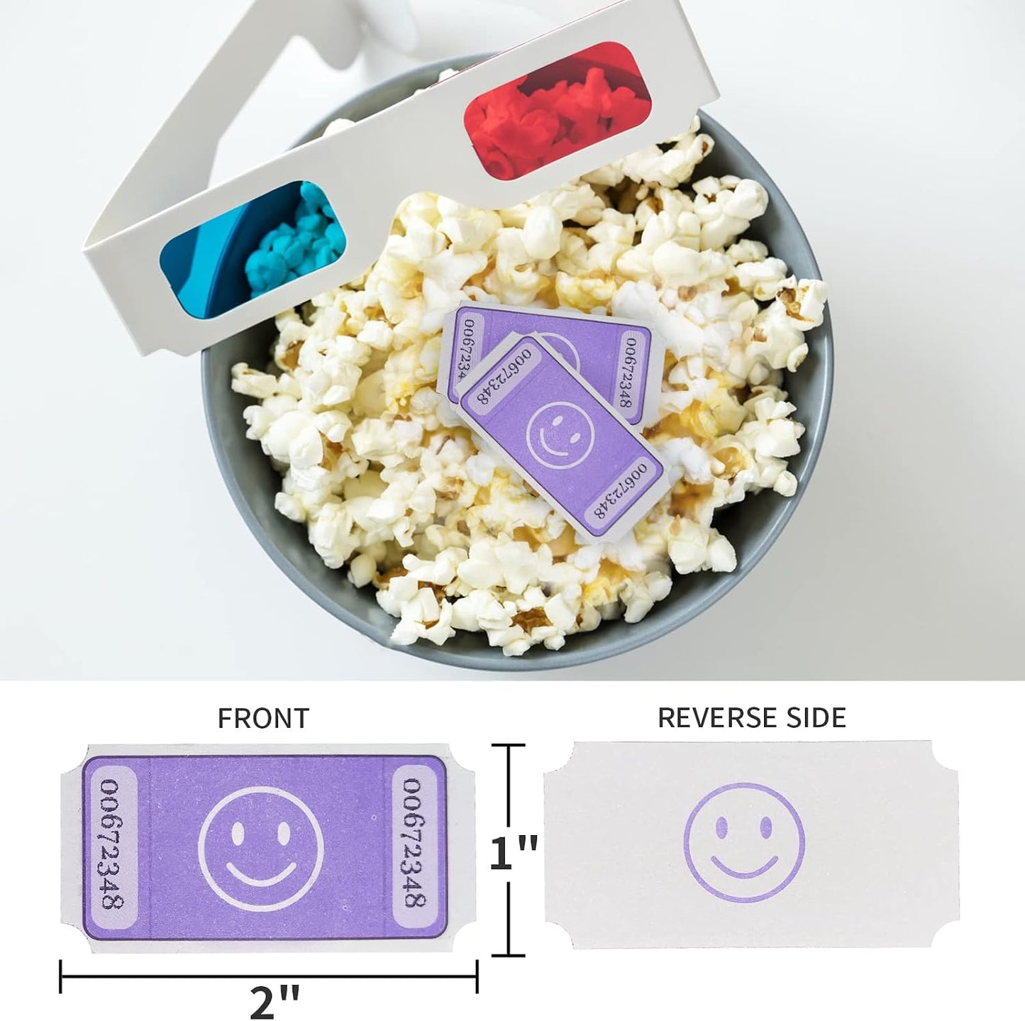 L LIKED Smile Raffle Tickets Roll 1"x2" for Events 1000 Pink | Smile Face Design, Perforated with Consecutive Numbers, Great for Entry, Class Reward & Fundraiser