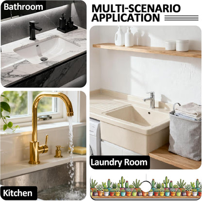 2Pcs Peonies Kitchen Sink Splash Guard Faucet Mat Vintage Florals Faucet Mat For Bathroom Kitchen 5.5x23.6In