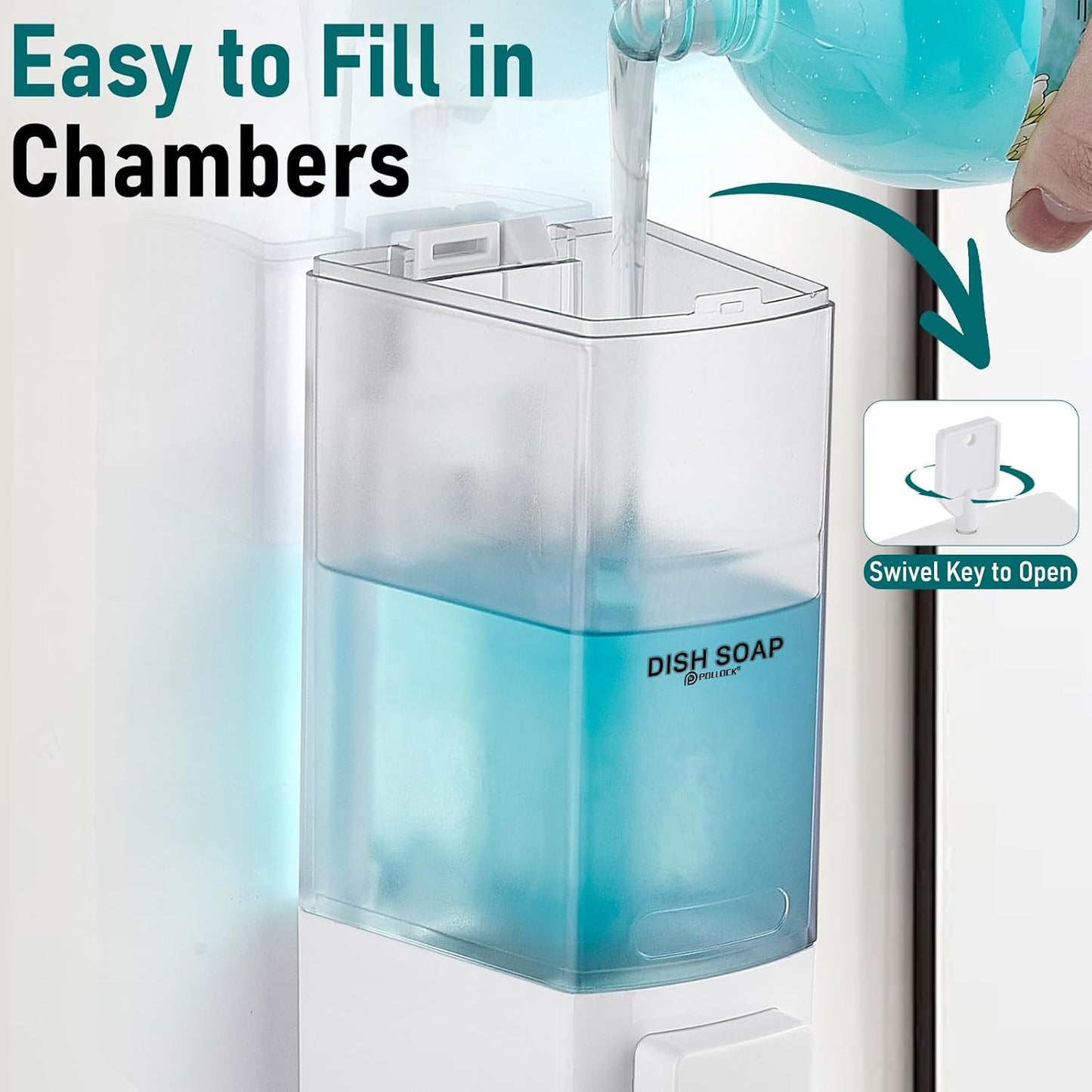 Pollock Shampoo and Conditioner Dispenser,Black 3 Chamber * 500ML | Shower Soap Dispenser Wall Mounted, Body Wash Dispenser No Drill,Refillable Shower Dispenser for Bathroom,Hotel,Public Place