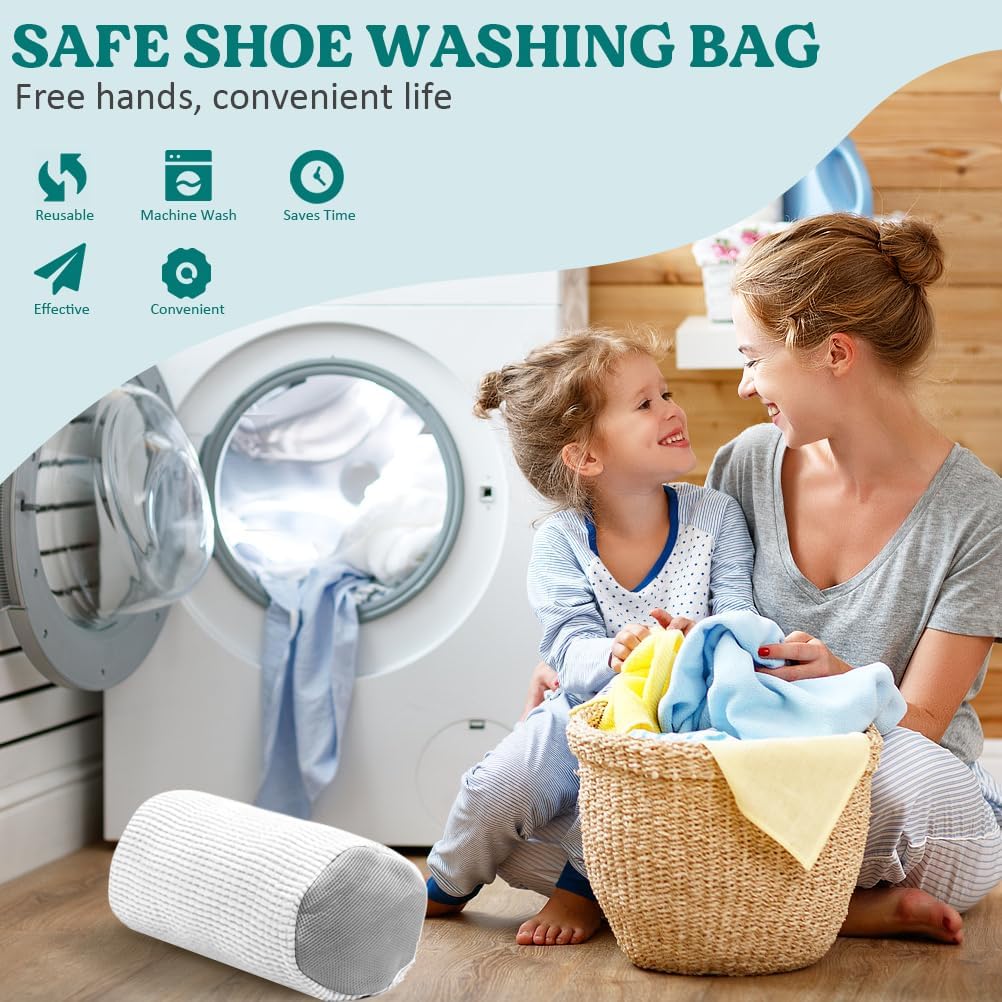 Shoe Washing Machine Bag 2 Pack, Laundry Shoe Bag for Washer and Dryer | 360°Deep Clean Durable Shoes, Reusable Shoe Cleaner Bags, Sneaker Washing Machine Bag, Yellow