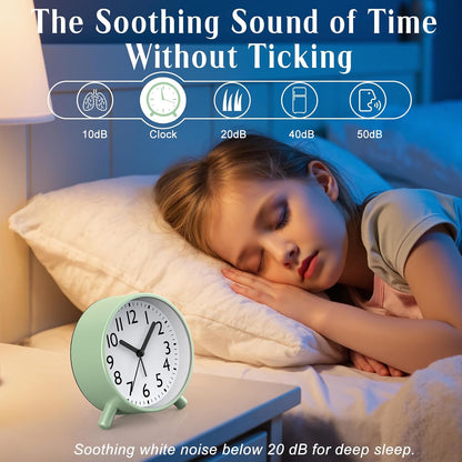 Analog Alarm Clock Night Ligh Battery Operated for Bedroom