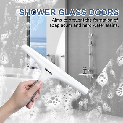 Shower Squeegee for Glass Doors, 10 Inch Bathroom Squeegee for Shower Glass | Streak Free No Squeak, Anti-Rust, All Purpose Glass Squeegee with Hook, Tile Walls, Mirror, Window, Car, Water & Soap Removal
