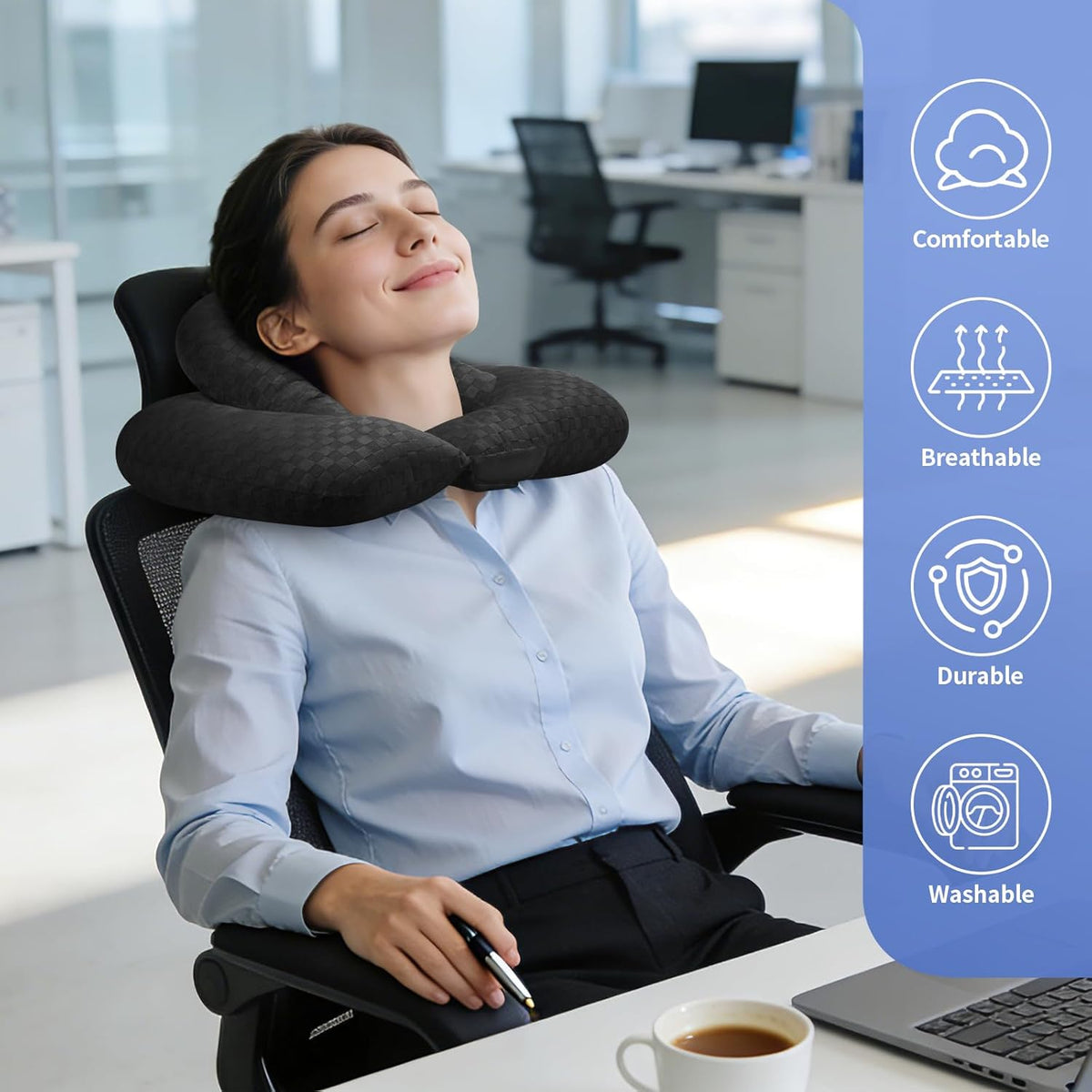 2-Layer Neck Pillow for Office, Recliner & Car -Breathable,Washable