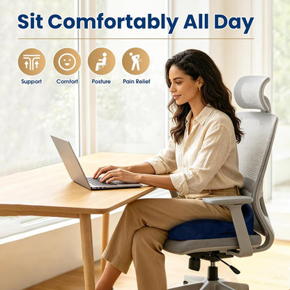 Memory Foam Seat Cushion for Office Chair & Car Seat, Black