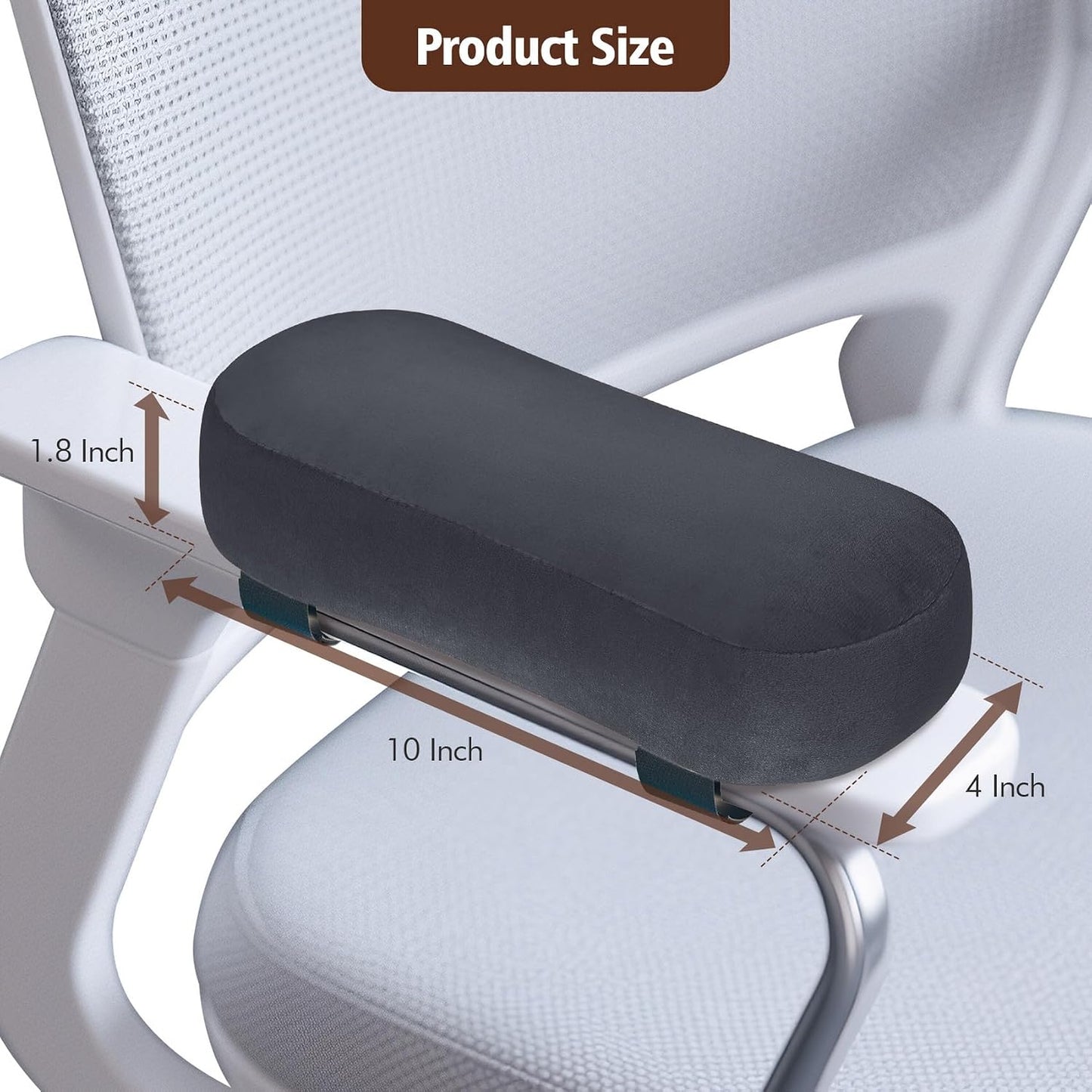 WdFour 2-Pack Non-Slip Armrest Pads for Office & Gaming Chairs - Ergonomic Forearm Support Pillow for Desk, Computer & Wheelchair, Pressure Relief Cushions (Black)