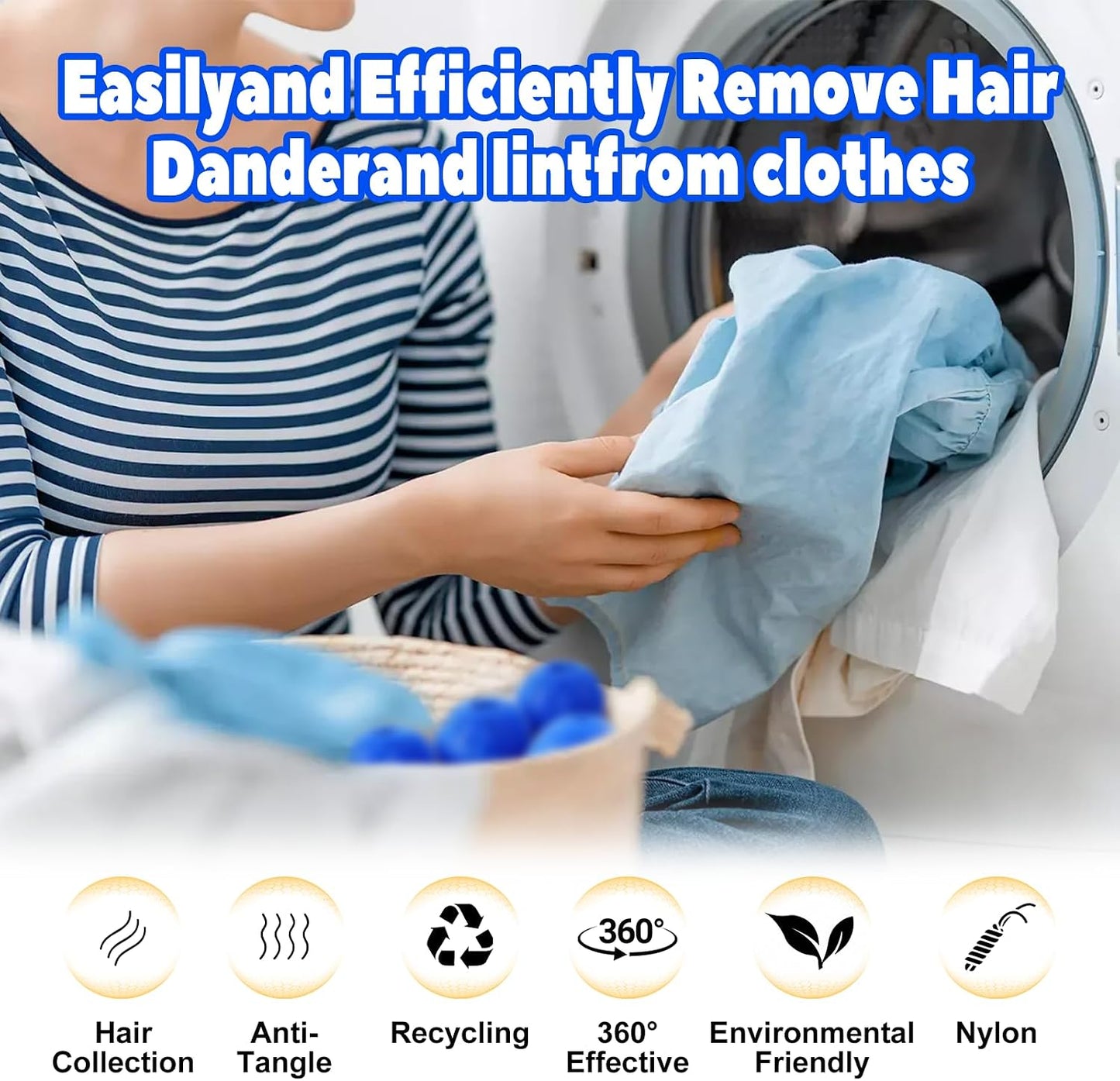Pet Hair Remover for Laundry, Reusable Dog & Cat Hair Remover Tool, Effectively Removes Pet Hair, Lint and Dander from Bedding and Clothing, Suitable for Washing Machines, Dryers -12PCS
