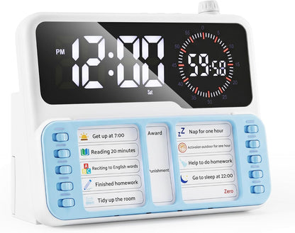 Visual Timer for Kids/Adults, ADHD Tools for Kids with Visual Schedule, 6-in-1 Time Timer with Alarm/Countdown/Digital Clock/Chore Chart, Smart Autism/ADHD Task Timer for Home Classroom - Pink