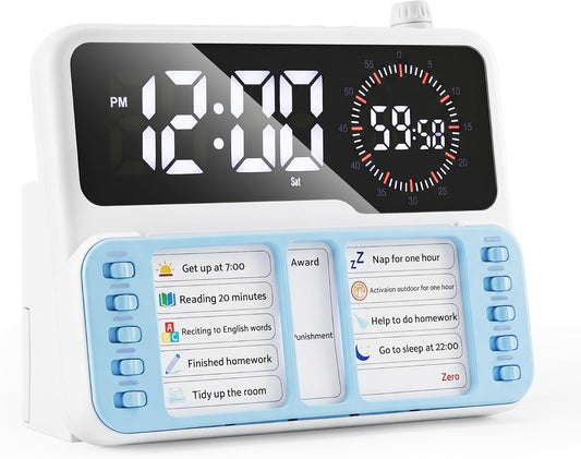 Visual Timer for Kids/Adults, ADHD Tools for Kids with Visual Schedule, 6-in-1 Time Timer with Alarm/Countdown/Digital Clock/Chore Chart, Smart Autism/ADHD Task Timer for Home Classroom - Pink
