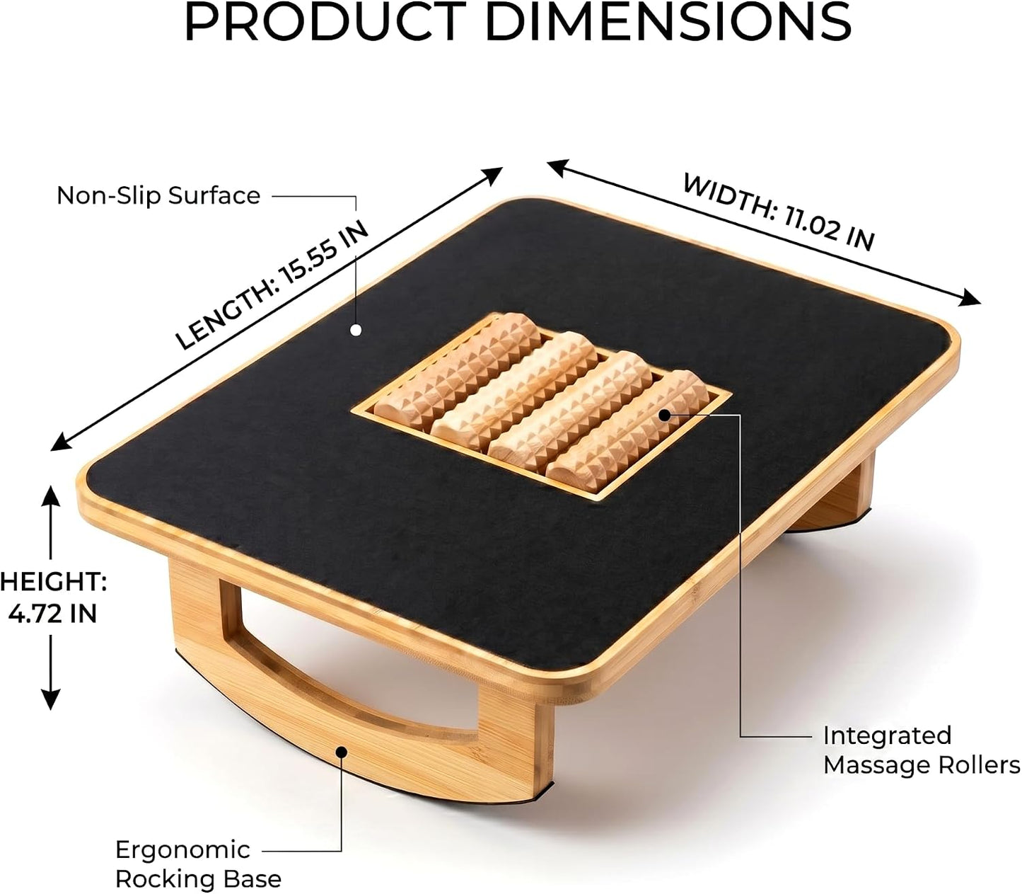 Bamboo Under Desk Foot Rest Foot Stool Rocking Footrest (Nature Semicircle) | Ergonomic Wooden Foot Stool with Non-Slip Surface