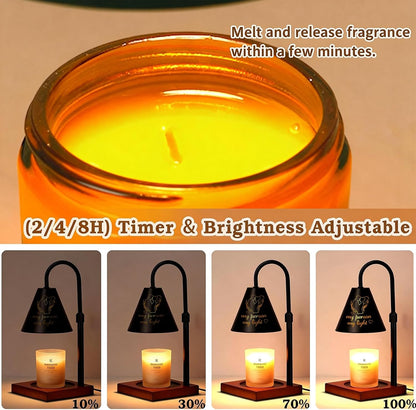 Candle Warmer Lamp Wood with Timer, Dimmable Electric Candle Lamp Warmer for Jar Candles, 2*35 Watt Bulb, Mothers Day Birthday Gifts for Women Men, Decorative Wooden Candle Lamp for Bedroom Home Decor