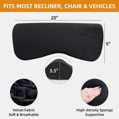 HOMBYS Cervial Neck Pillow for Recliner, Foam Headrest Cushion for Sleeping, Medium Firm Neck Support for Couch, Office Chair and Car, Non-Slip Backing and Elastic Straps, Dark Grey