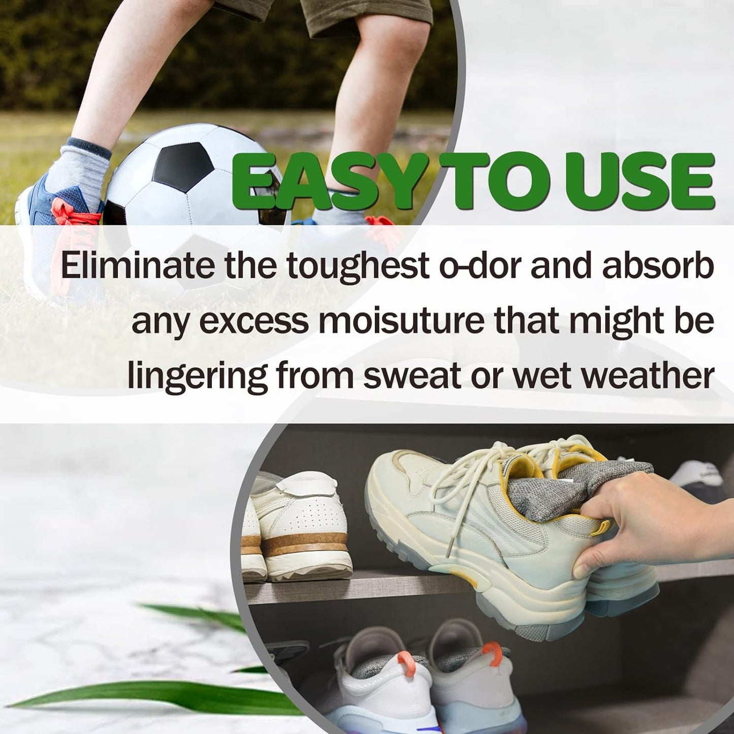 6 Pack Activated Charcoal Shoe Odor Eliminator, Shoe Deodorizer insert Bag | 100% Natural Shoes Smell Remover，eliminates odor naturally,(60g X 6 PACK)