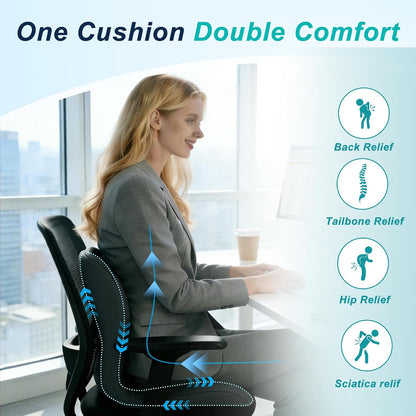 Seat Cushion for Office Chair, Ergonomic Cushion with Lumbar Support Pillow