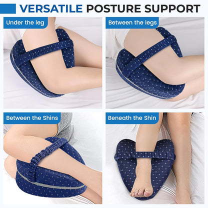 Knee Pillow for Side Sleepers Hip Pain,Alignment Pillows for Side Sleepers with Adjustable Strap,Leg Pillow for Side Sleeping,Shaped Memory Foam Pillows Relieving Leg, Back, Knee (Blue)