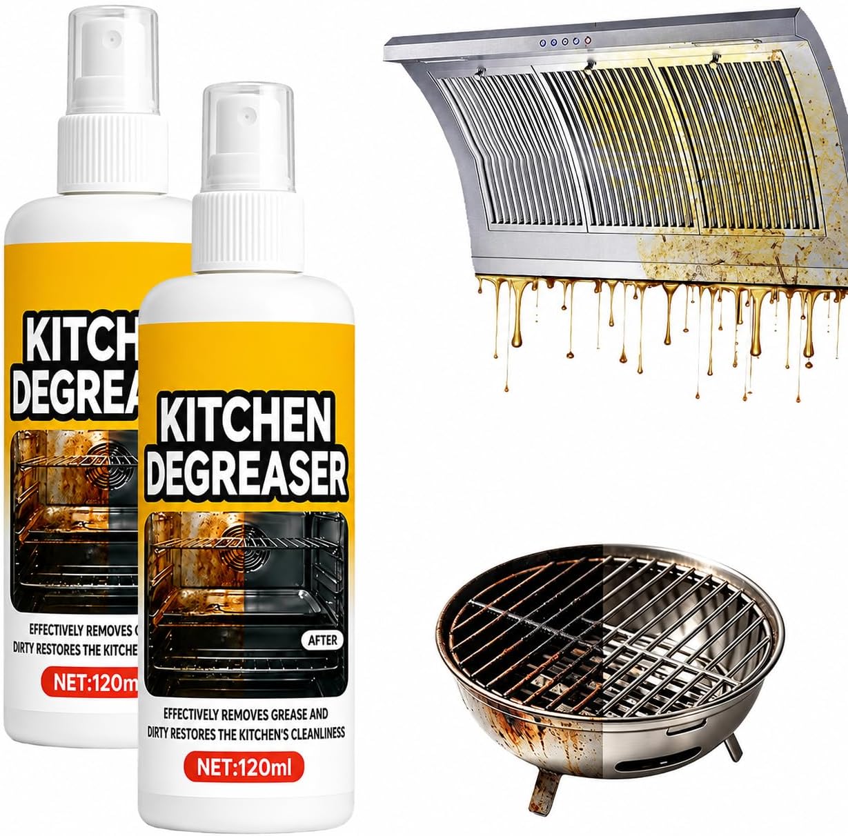 Oven Cleaner, 2026 New Kitchen Degreaser, Spray Grill Cleaner, Heavy Duty Degreaser, Multi-Use for Grills,Oven, Air Fryer, Home & Commercial Kitchen (1pcs, 120ml)