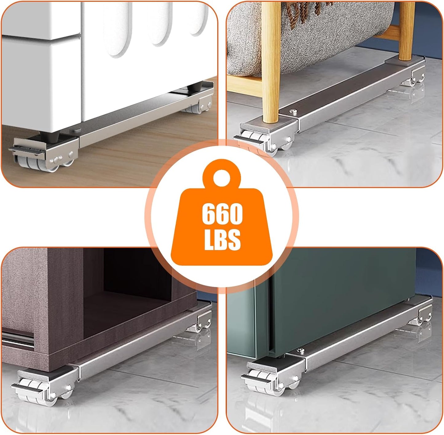 Appliance Rollers With 360° Swive Wheels, Anti Slip Heavy Duty Extendable Mover Tools with 28 Roller & Lifting Lever Tool For Moving Washing Machines, Dryers, Furniture, Refrigerators Base Stand