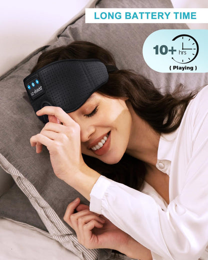 LC-dolida Sleep Headphones, 3D Sleep Mask Bluetooth Wireless Music Eye Mask, Sleeping Headphones for Side Sleepers Sleep Mask with Bluetooth Headphones Ultra-Thin Stereo Speakers Perfect for Sleeping