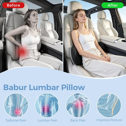 BEBAS Lumbar Support Pillow for Car, Memory Foam Back Cushion for Driving