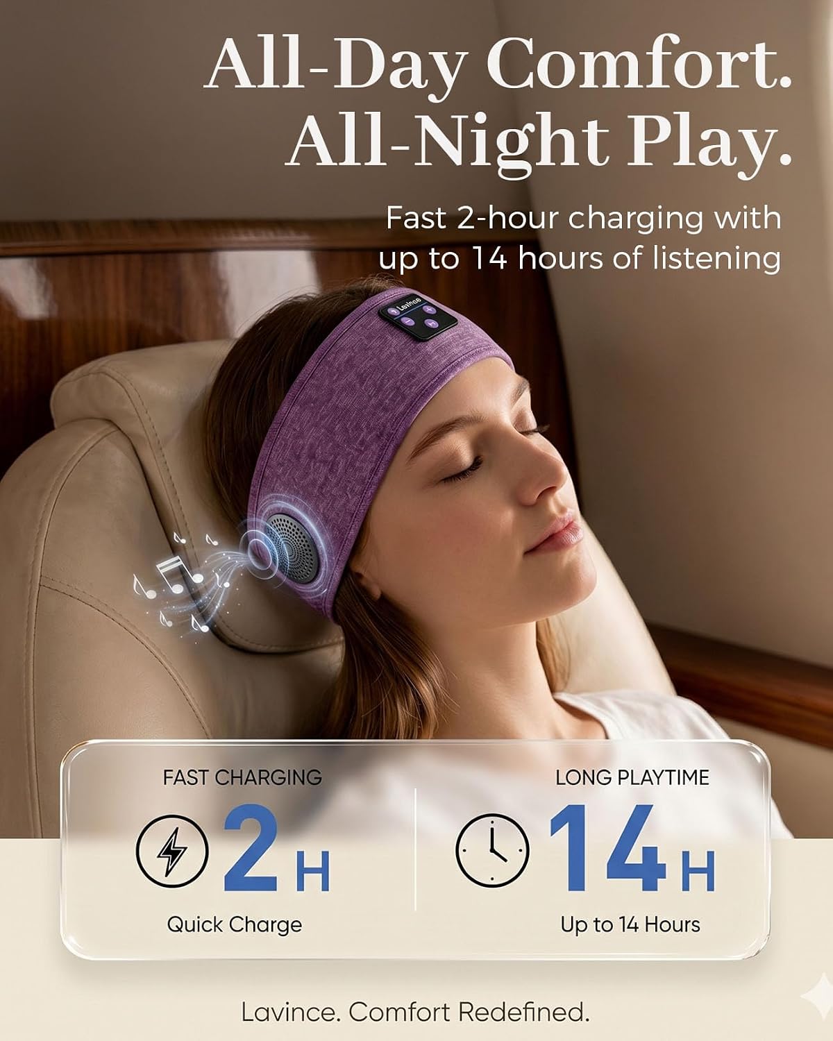 Sleep Headphones Headband, Bluetooth 5.4 Sleeping Headphones for Side Sleepers, Wireless Headband Headphones with Ultra-Thin Stereo Speakers for Sports, Workout, Travel, Meditation