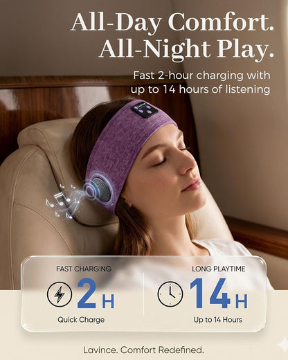 Sleep Headphones Headband, Bluetooth 5.4 Sleeping Headphones for Side Sleepers, Wireless Headband Headphones with Ultra-Thin Stereo Speakers for Sports, Workout, Travel, Meditation