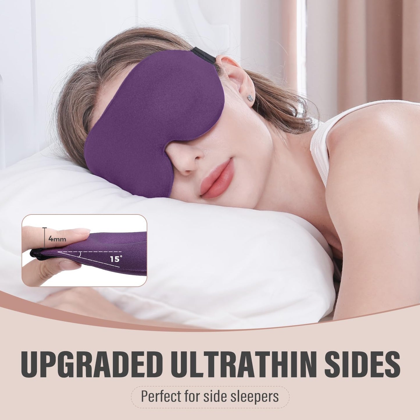 YIVIEW Sleep Mask for Side Sleeper, Complete Light Blocking 3D Sleeping Eye Mask, Soft Breathable Eye Cover for Women Men, Relaxing Zero Pressure Night Blindfold | Soft Breathable Eye Cover for Women Men, 3D Sleeping Eye Mask Black, Relaxing Travel