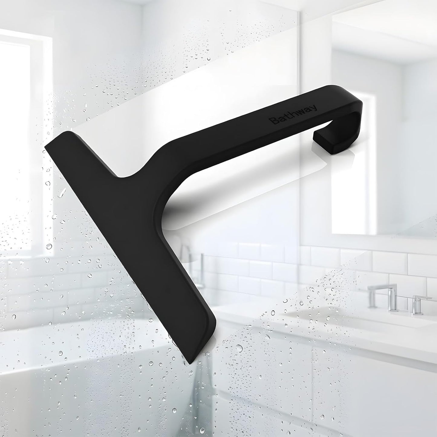 Bathroom Glass Shower Door Squeegee, Silicone & Metal, Black, 10"W x 9.2"L | Effortless, Time-Saving, Rustproof, Flexible, High Quality, Efficient, Cost-Effective, Multi-Functional, Wear-Resistant