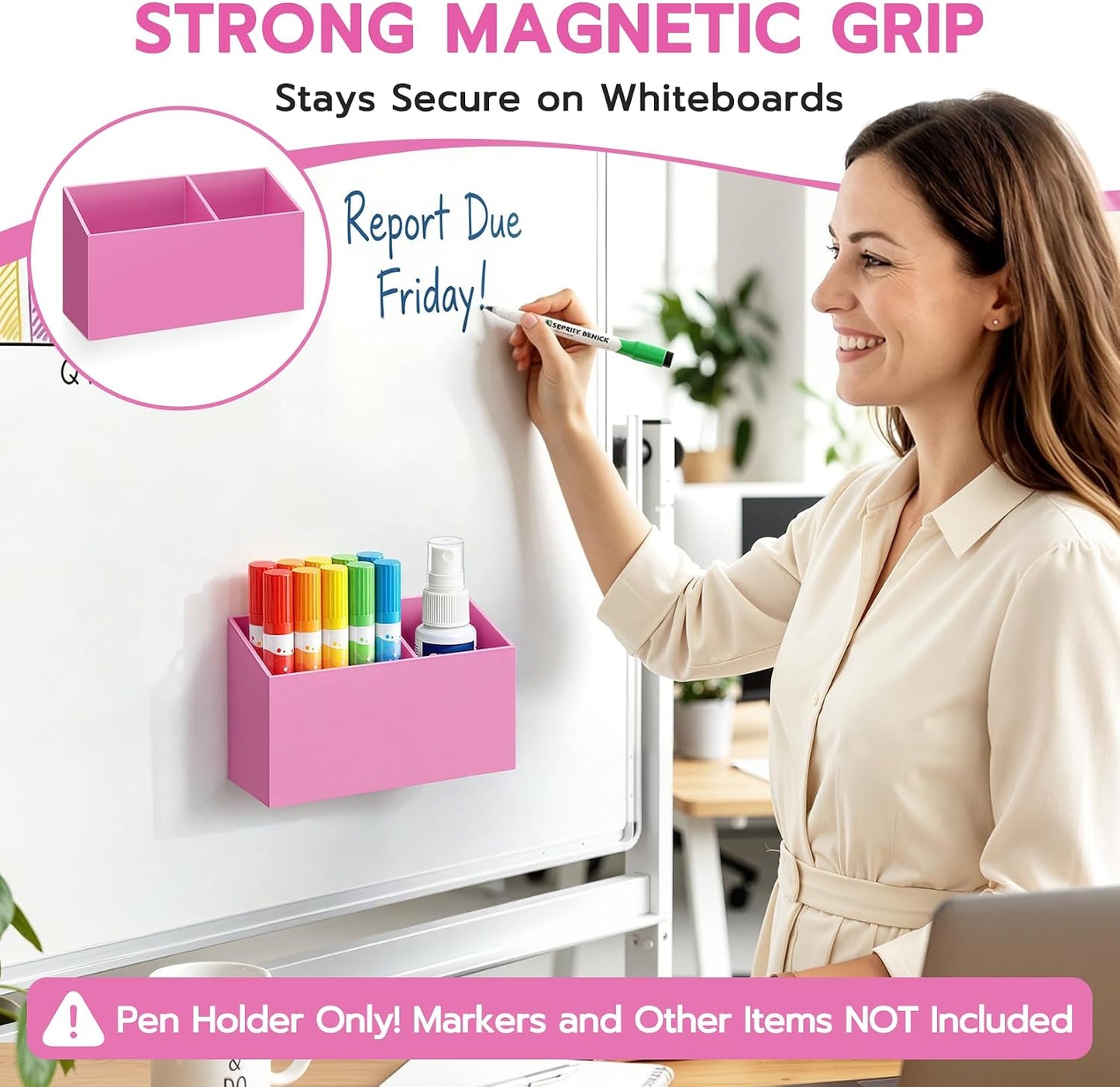 MR.MATE Magnetic Pen Holder,Clear Magnetic Marker Cup for Fridge Whiteboard | Dry Erase Marker Pencil Holder with Acrylic Cup and Strong Magnet, Non-slip Design For Refrigerator Locker Office & Classroom