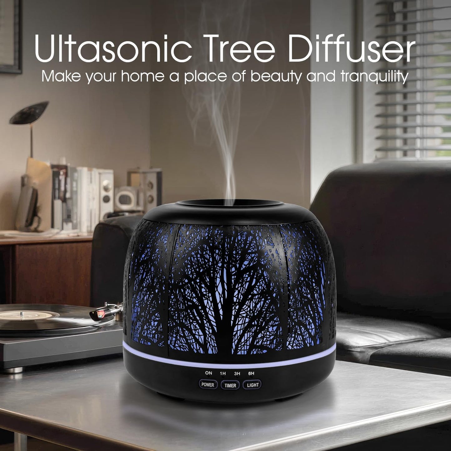 ARVIDSSON Essential Oil Diffuser 500ml, Aromatherapy Diffuser for Home, Ultrasonic Diffusers for Essential Oils, Metal Oil Diffuser with 7 Color LED Lights, Mist Timer and Auto Shut-Off Function