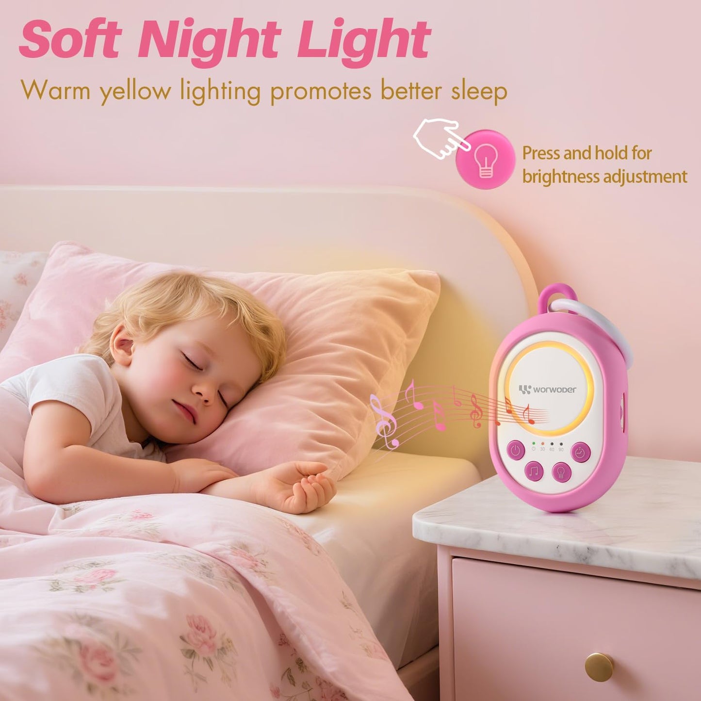 2026 Mom's Choice Awards | White Noise Sound Machine Baby with Night Light, 20 Soothing Sounds, 22 Hours Battery Life, Travel, Registry Gift, Shower, Clips on Baby Stroller (Blue)