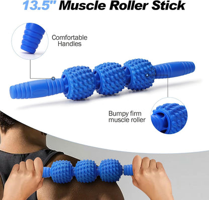 5 in 1 Foam Roller Set High Density Patented Foam Roller for Exercise | Foam Roller Massage Stick, Massage Ball, Resistance Band for Deep Muscle Massage Pilates Yoga Trigger Point Release Purple