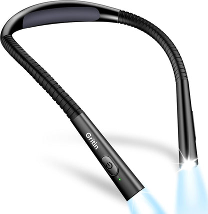 Gritin Book Light, Eye Caring 4-Color&5-Brightness Neck Light Reading Light | Stepless Dimming, 30-min Timer, 80+ Hrs Runtime, Bendable Round Neck Design, Lightweight for Reading, Knitting, Repairing