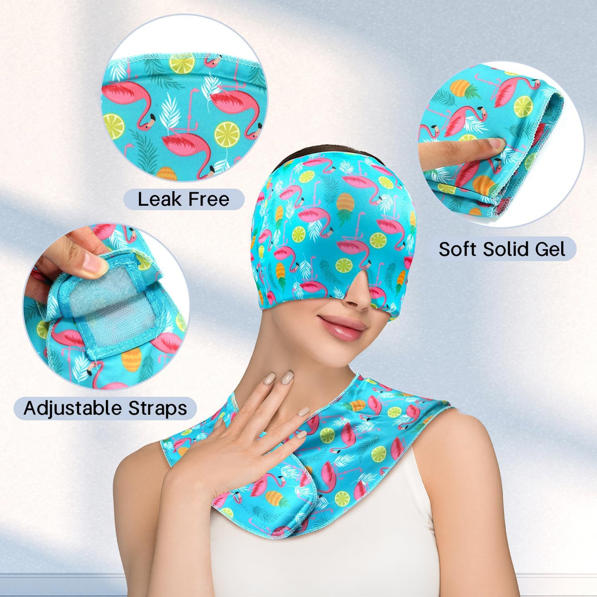 Migraine Relief Cap & Neck Ice Pack Wrap Set, Headache Relief Cap & Cervical Ice Pack, Hot and Cold Therapy for Headache, Neck & Shoulder Pain, Tension & Stress Relief, Post-Surgery Recovery
