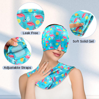 Migraine Relief Cap & Neck Ice Pack Wrap Set, Headache Relief Cap & Cervical Ice Pack, Hot and Cold Therapy for Headache, Neck & Shoulder Pain, Tension & Stress Relief, Post-Surgery Recovery