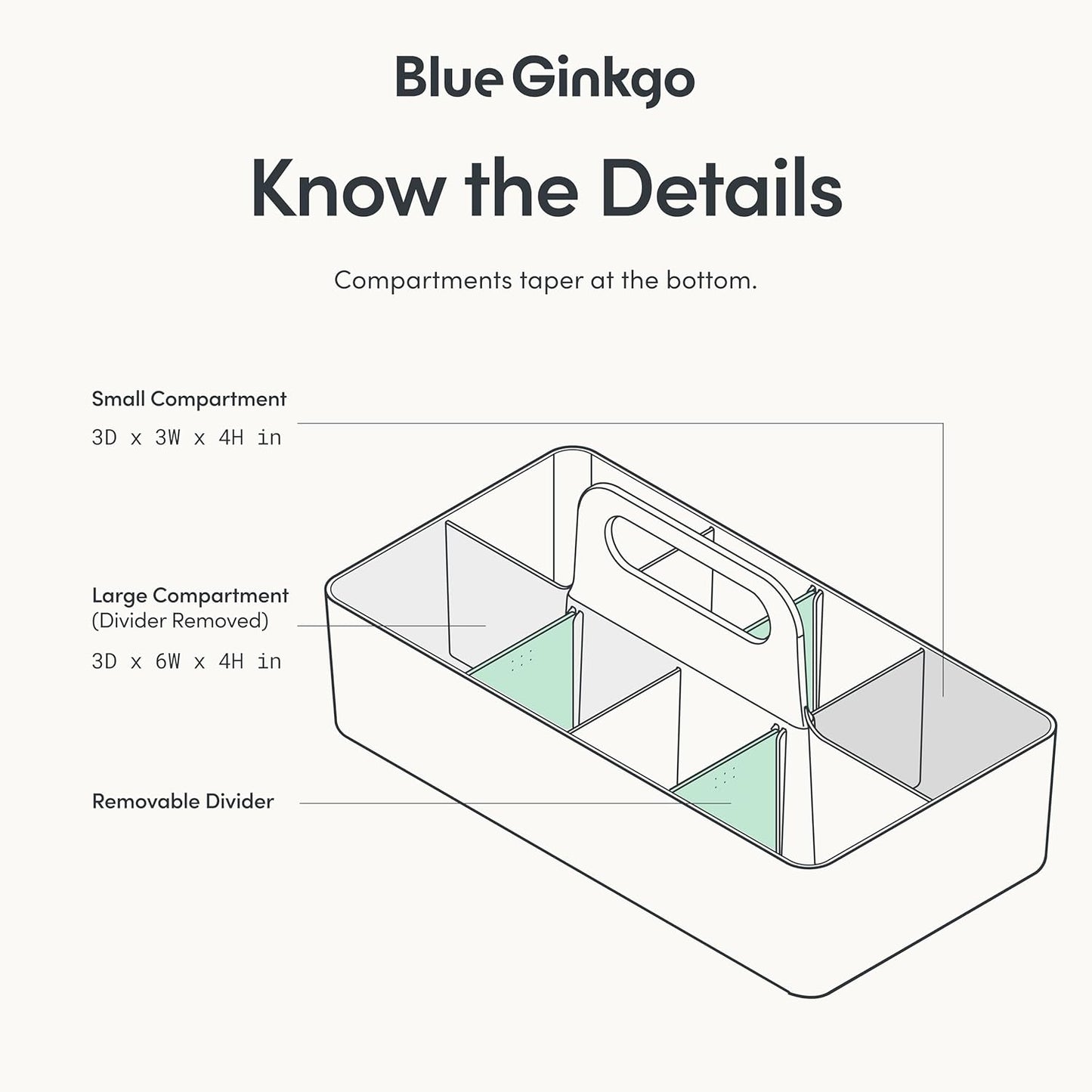 BLUE GINKGO Stackable Organizer Caddy, Rectangle, White, Made in Korea | Portable. Adjustable. Home, Office & School Storage.