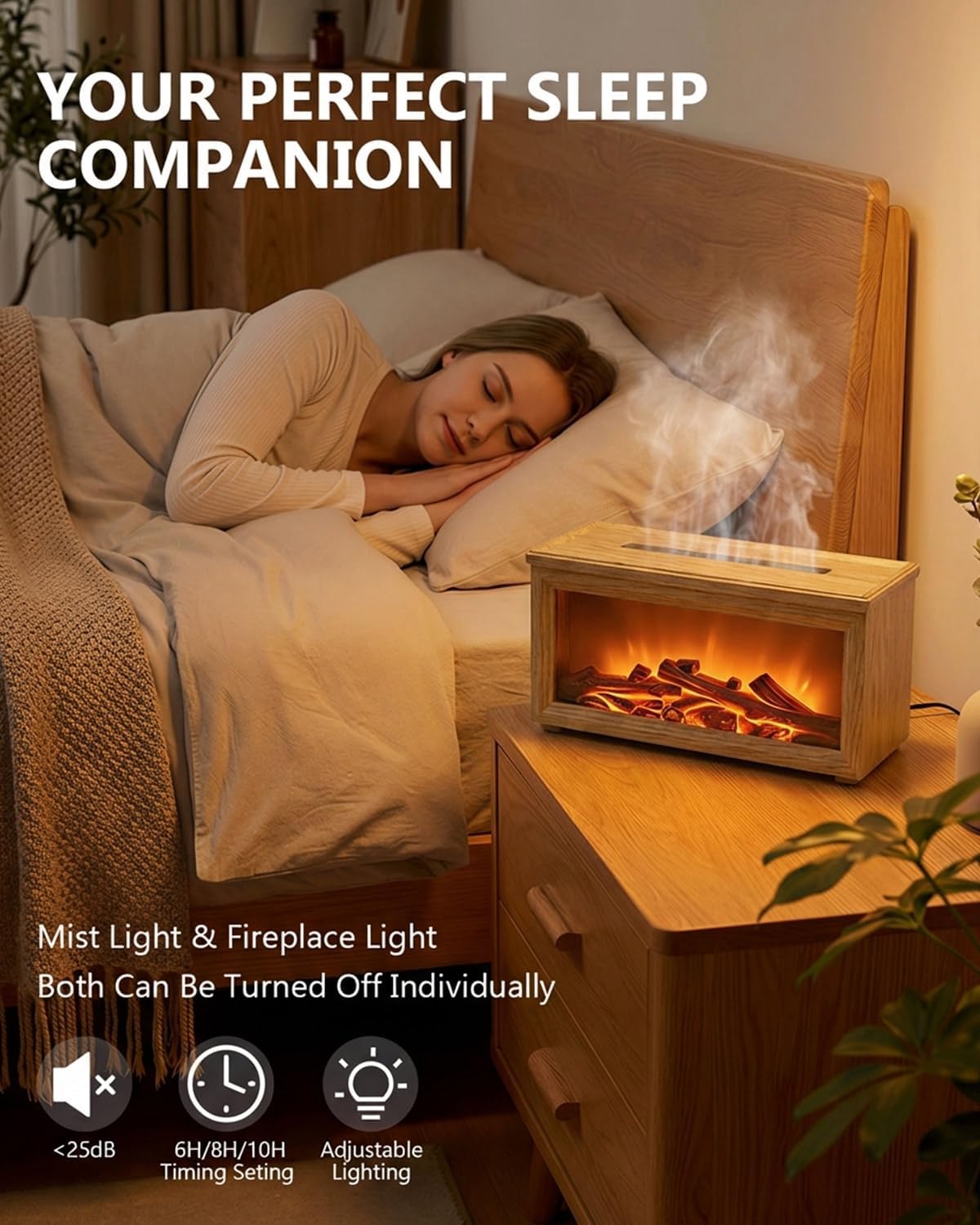 Essential Oil Diffuser, 7-Color Fireplace Fire Flame Aromatherapy Humidifier, 280ml Ultrasonic Aroma Diffuser, Cozy with Time Sets and Remote Control for Bedroom Home Yoga Office