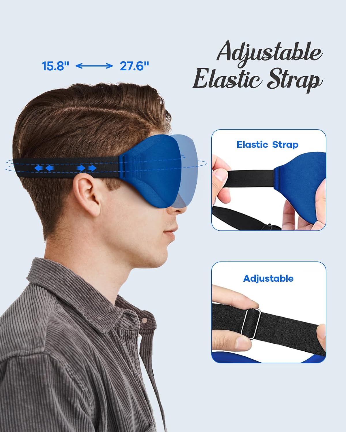 Sleep Mask for Side Sleepers, 3D Contoured Eye Mask for Sleeping, Soft Memory Foam Eye Cover with Adjustable Strap, No Pressure on Eyes, Travel Sleep Mask for Men Women, Shift Work & Naps