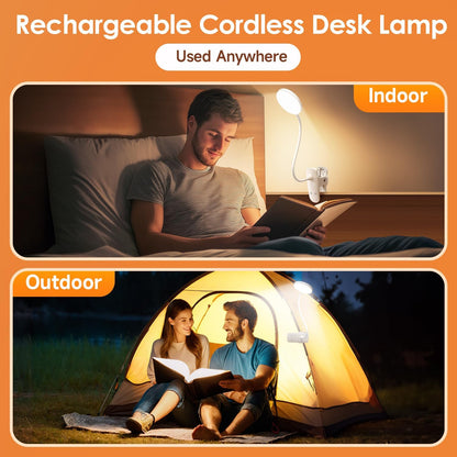 Mubarek Clip on Lamp,5 Brightness+5 Color Clip on Light,200LM 36 LED Reading Lights for Books in Bed,1800mAh Battery Powered Lamp Battery Operated Lights,Rechargeable Desk Lamp with Clamp Light