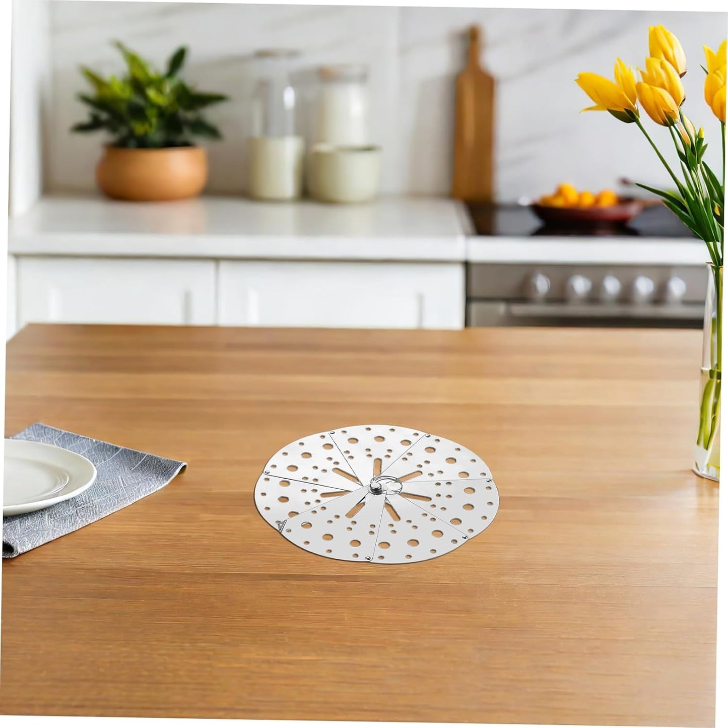 Healifty Adjustable Stainless Steel Spill Stopper Lid, Overflow Stopper Cover for Pots, Anti-spill Kitchen Pot Cover with Expandable Design for Home Cooking