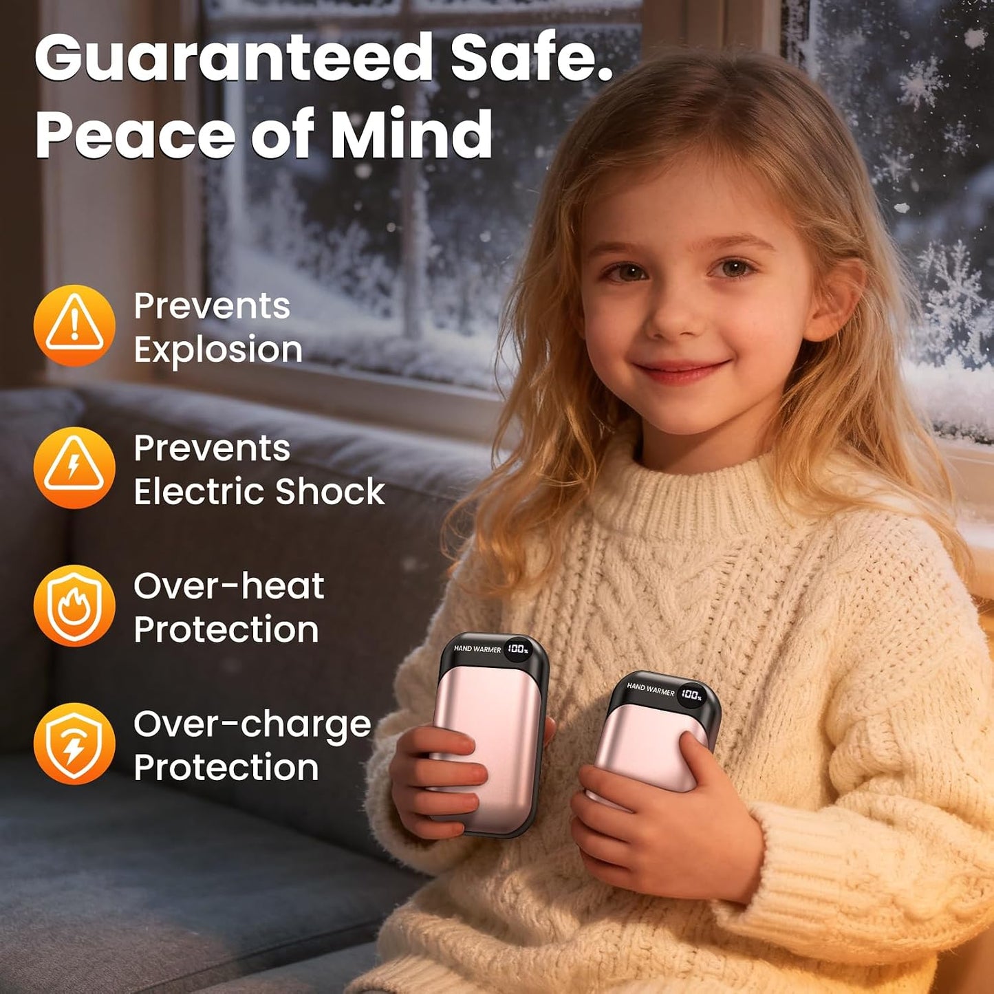 Hand Warmers Rechargeable 2 Pack, 4-Levels 104°F to 131°F Electric Hand Warmers, UL Certified Safe & Real 9Hrs Heating, Portable Pocket Hand Warmer for Women Men Kids, Fishing, Hunting, Golf, Camping