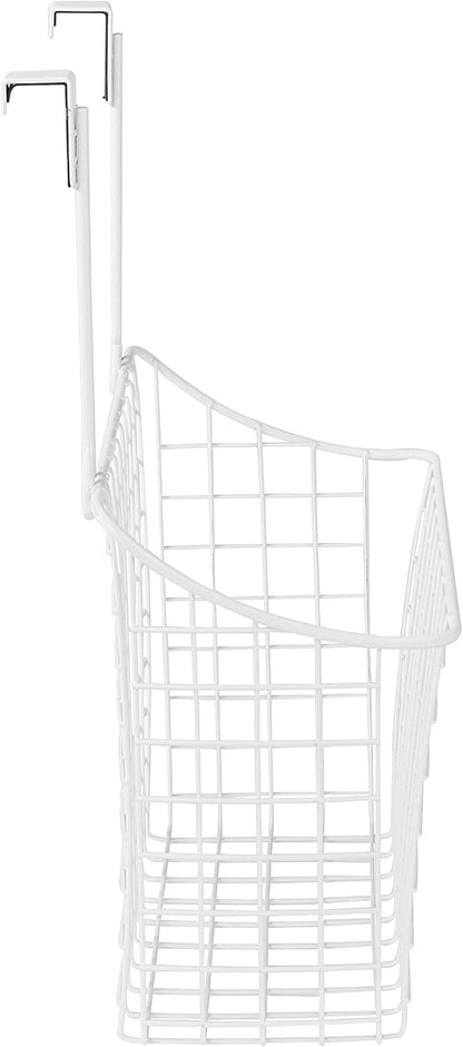 Spectrum Hanging Baskets for Organizing (Large, Satin Nickel) - Grid Over the Cabinet Wire Basket for Kitchen or Bathroom - Door Hanging Storage Organizer for Cleaning Supplies, Washcloths, & Towels